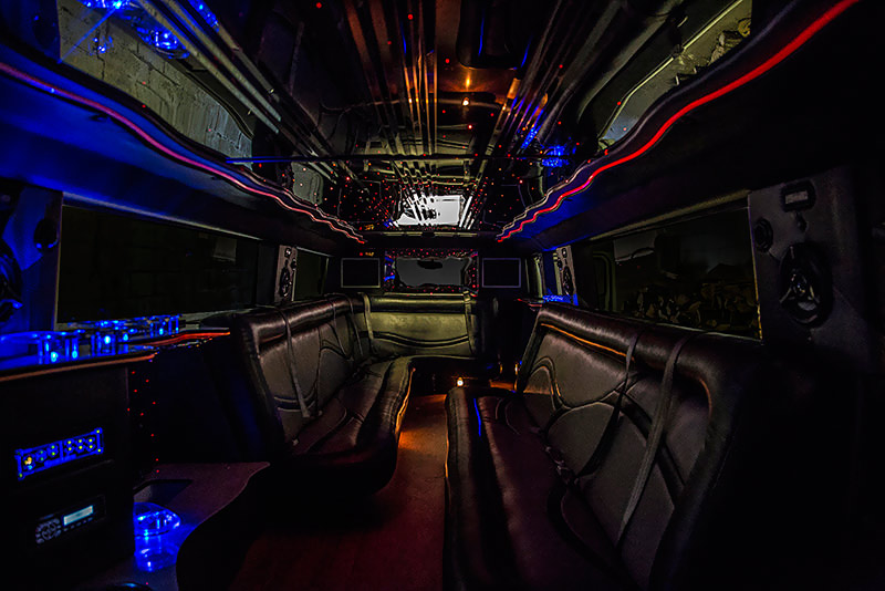 LED lighting and party atmosphere limousines