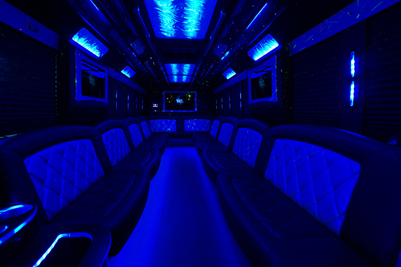 Corpus Christi party bus with LED lights interiors